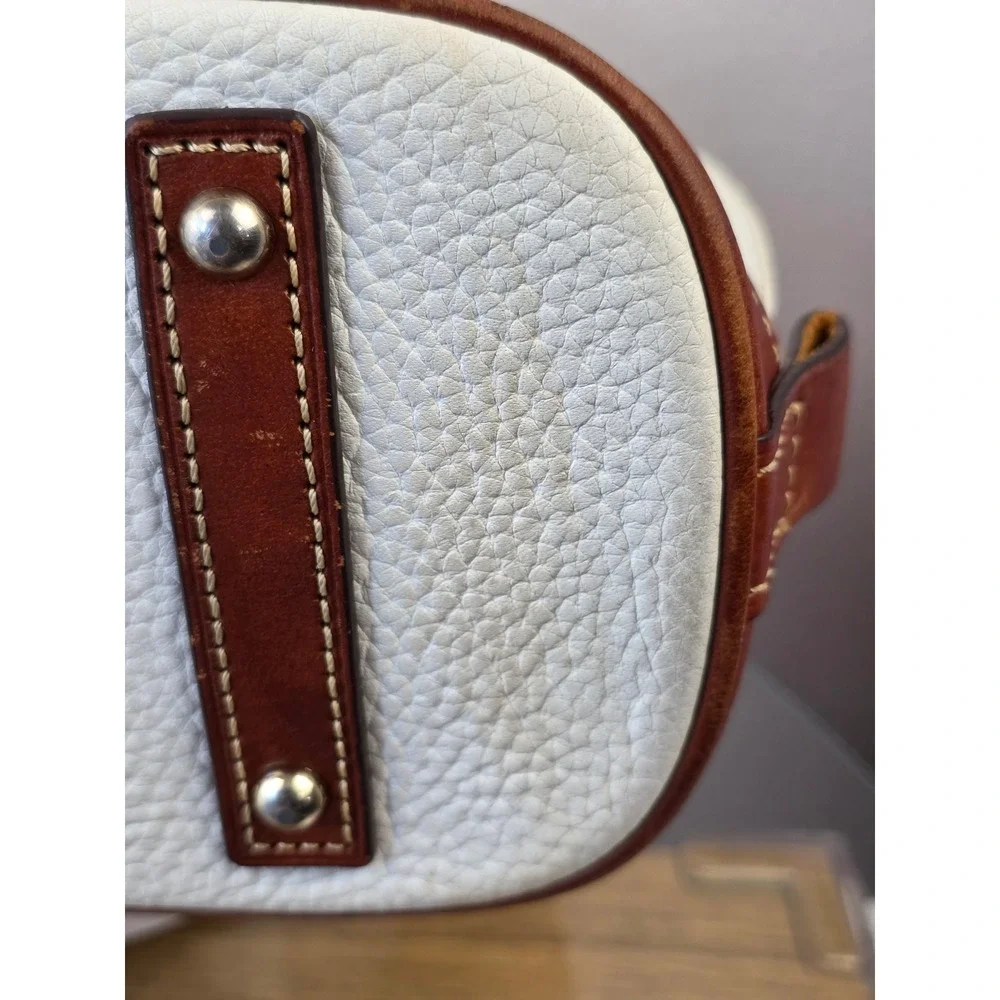 Dooney & Bourke Zip Zip Domed Satchel Pebble Grain Leather Crossbody Bag White